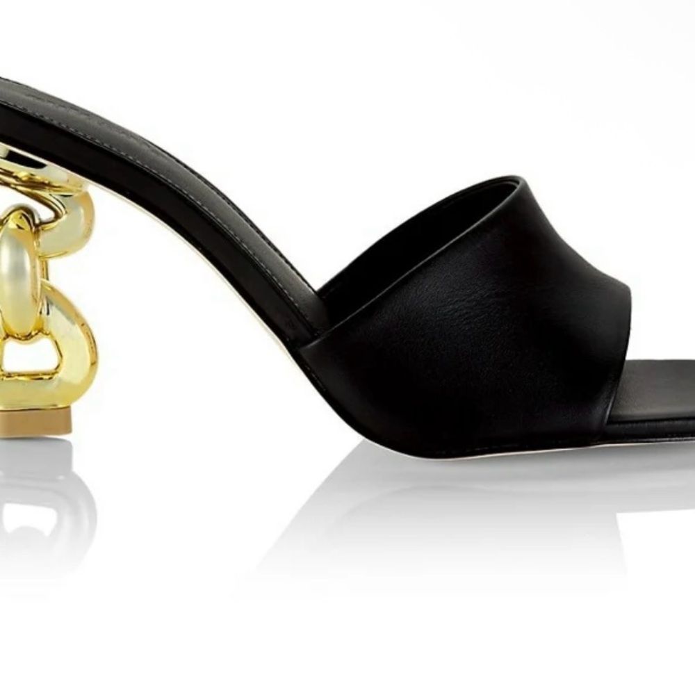 Cult Gaia Black and Gold Chain Heels